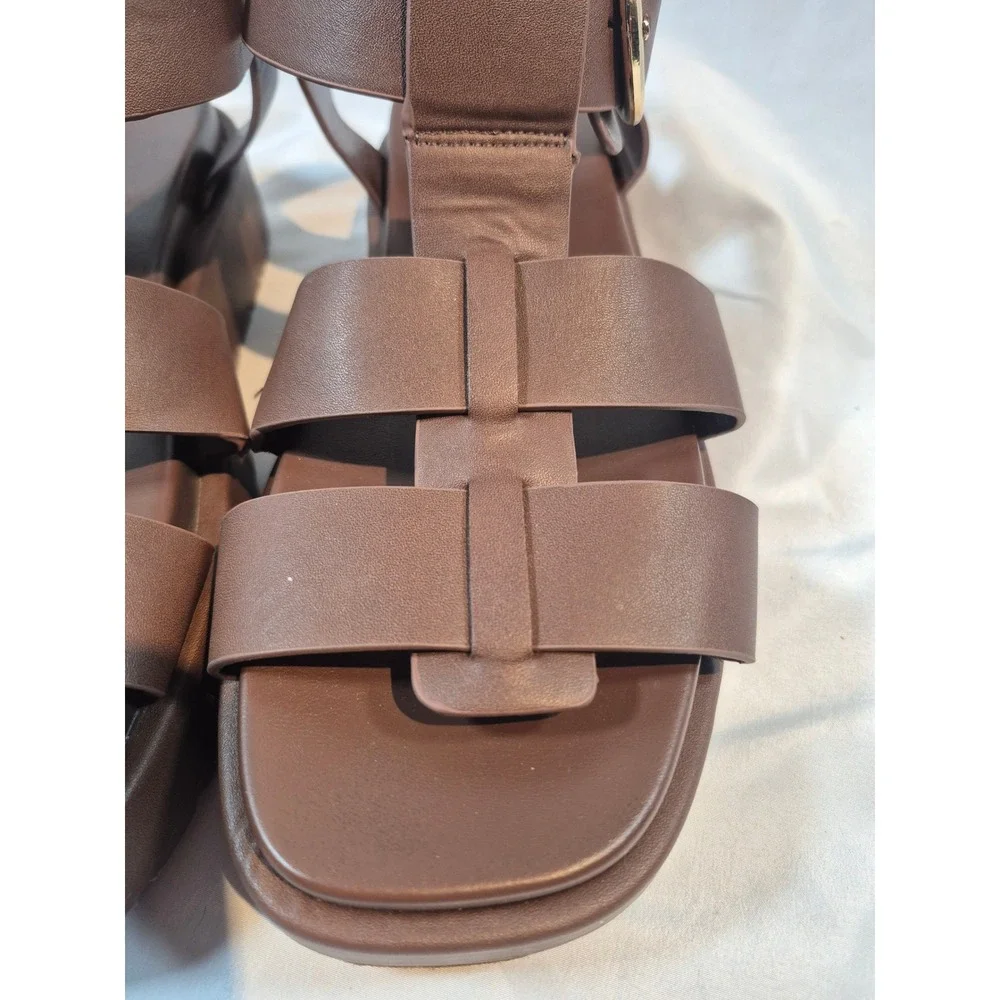 Torrid Dark Brown Gladiator Strappy Buckle Chunky Sandals US 9.5WW EU 39.5